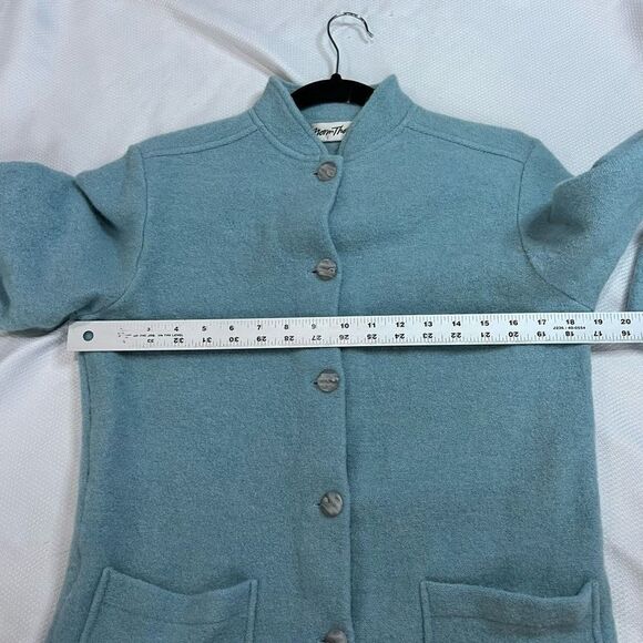 Vintage Norm Thompson Turquoise Gray Button Up Sweater‎ - Picture 5 of 6